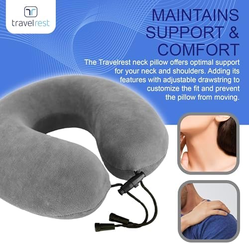 TRAVELREST Curl Neck Pillow Travel Essentials - Memory Foam Support - Grey
