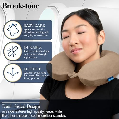 Brookstone Travel Neck Pillow Lightweight U-Shaped Memory Foam Pillow