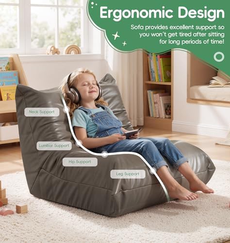 Hobestluk Kids Bean Bag Chair Small Beanbag Couch with Leather Fabric
