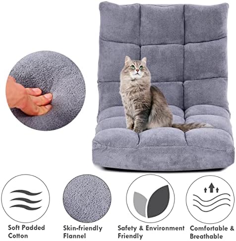 GIANTEX Floor Chairs for Adults, Floor Gaming Chair w/Back Support (Grey)