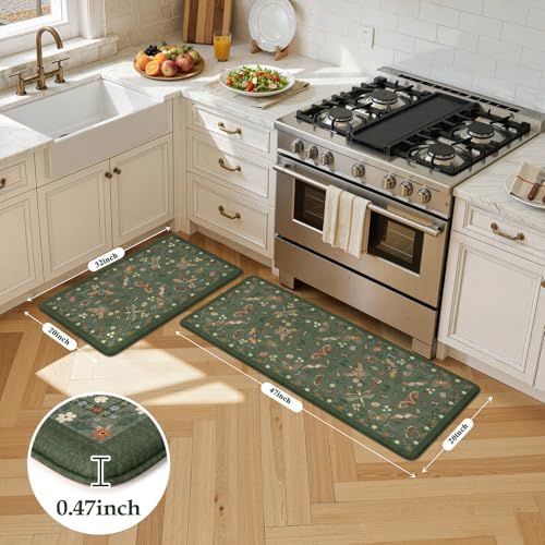 LEEVAN Anti Fatigue Kitchen Mats for Floor, Cushioned Kitchen Mat Set 2PCS