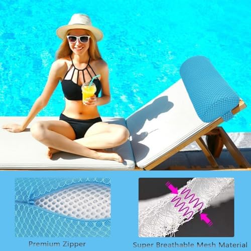 2 Pack Headrest Pillow for Patio Chaise Lounge,Recliner,Beach Chair,Blue