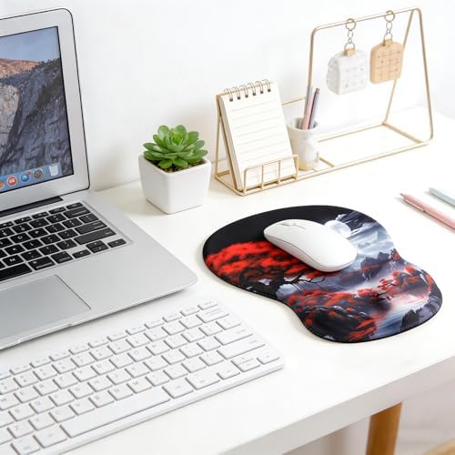 Ergonomic Mouse Pad with Wrist Rest - Gel Wrist Support Mousepad with Non-Slip PU Base for Computer, Laptop, Office & Home
