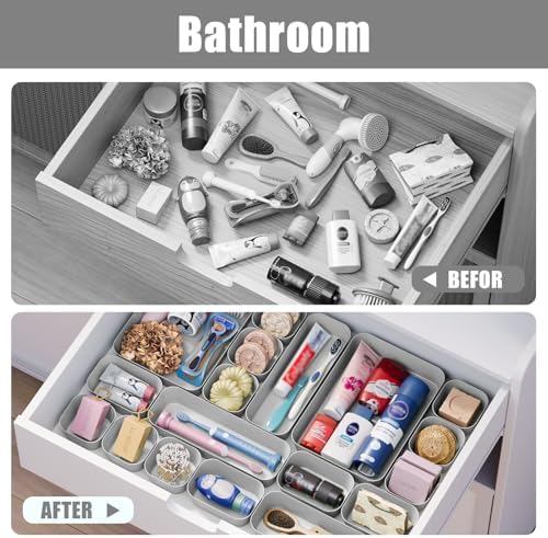Drawer Organizers Bins 18 PCS for Bathroom Makeup Desk Office