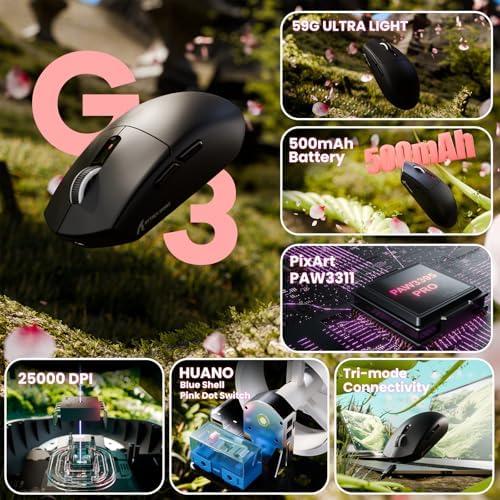ATTACK SHARK G3 Wireless Gaming Mouse, Black