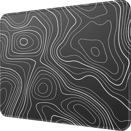 MROCO Essential Office & Gaming Mouse Pad, 8.5 x 11 Inch, Black Topographic
