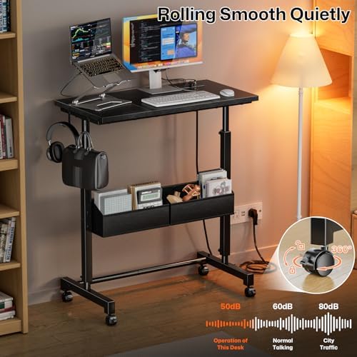 Small Mobile Standing Desk: 5-in-1 Charging Station - Power 5 Devices