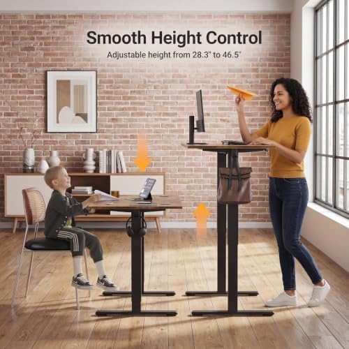 Claiks Electric Standing Desk, 48x24 Inch, Rustic Brown