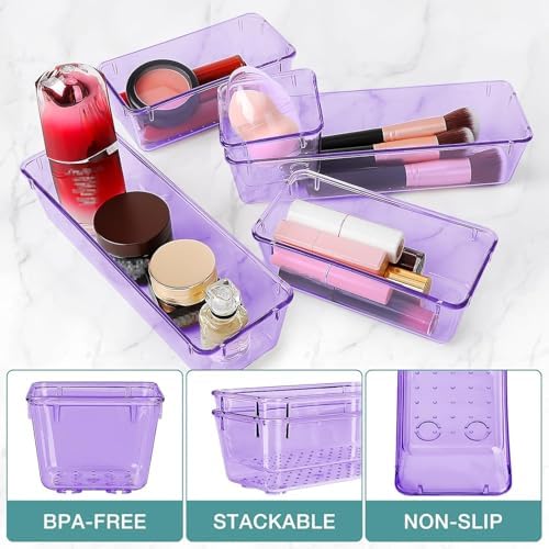 16 PCS Drawer Organizer Set, 5 Size Bathroom and kitchen organizer Trays