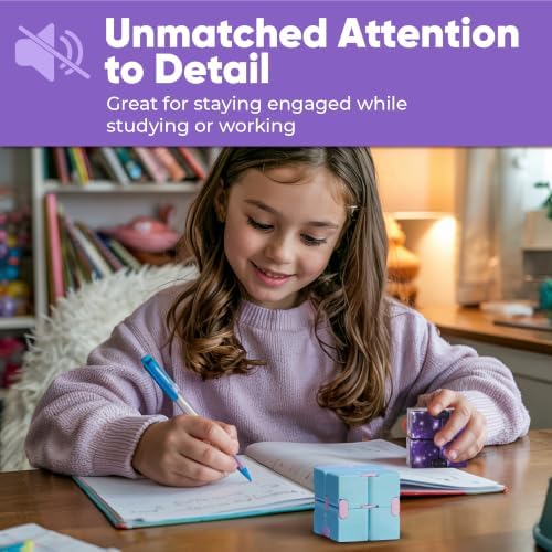 BunMo 2 Pack Infinity Fidget Cube – Pocket Fidget Toys for Kids & Adults – Quiet Folding Desk Fidget with Smooth Hinges, Durable ABS, Portable Sensory Cube