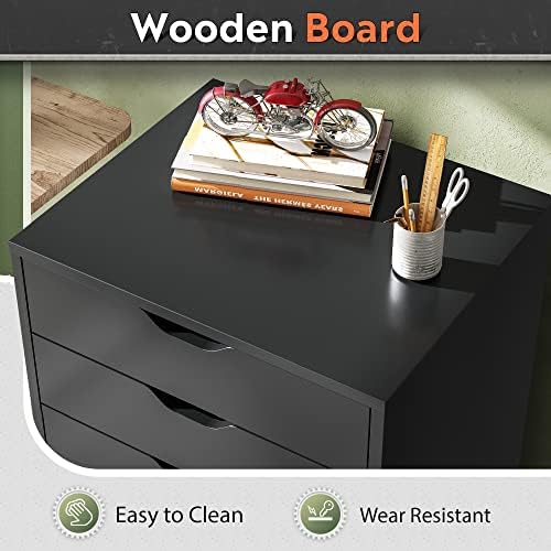 DEVAISE 7-Drawer Office File Cabinets, Mobile Craft Storage Cabinet, Black