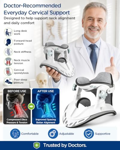 Neck Traction Device, Adjustable Neck Stretcher for Pain Relief