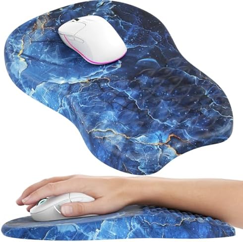 MROCO Ergonomic Mouse Pad with Wrist Support, 11.8 x 7.8 in, Ocean Marble