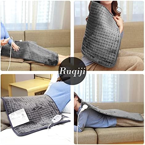 Ruqiji 17''x33'' XXXL King Size Heating Pad with 6 Temperature Settings, Flannel Electric Heating Pad/Pain Relief for Back/Neck/Shoulders/Abdomen/Legs(Gray)