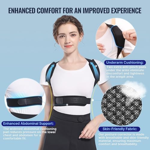 Fit Geno Posture Corrector, Back Support Brace with Lumbar for Men Women