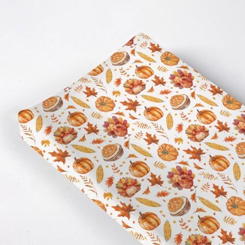 Watercolor Thanksgiving Turkey Pumpkin Corn Leaves Pattern Baby Changing Pad Cover, Unisex Fall Winter Holiday Nursery Diaper Changing Table Pad Mat Sheet for Boys Girls-16x32