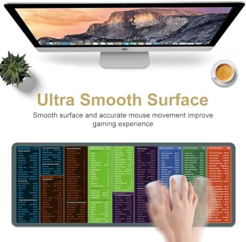 Excel/PS/Word/PPT/CDR Cheat Sheet Desk Pad Mat,XL 31.4 x 11.8 in