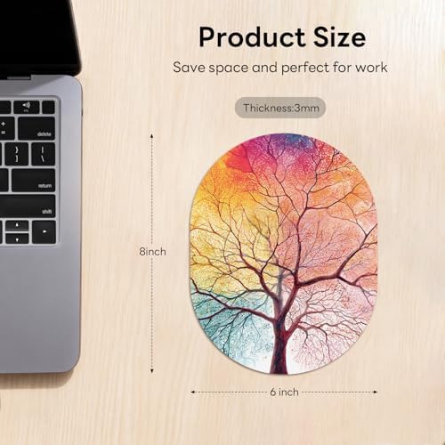 Oval Mouse Pad 6x8in Non-Slip for Laptop,Four Seasons Tree