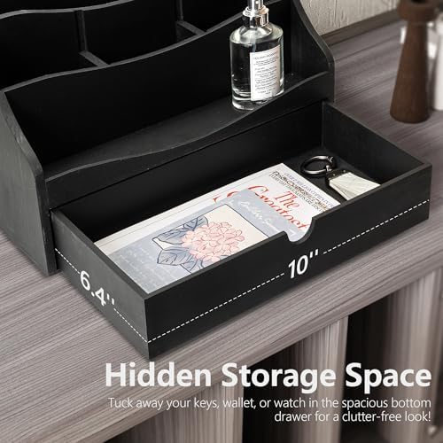 Rebee Vision Mail Organizer for Desk with Drawer for Store Jewelry, Black