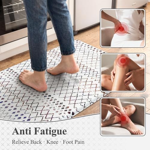 KIMODE Kitchen Mats 2PC Cushioned Anti Fatigue Boho Kitchen Rugs Home Decor