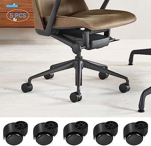 2 Inch Black Silent Office Chair Wheels Replacement - Stemless Casters for Furniture, 5PCS/Pack