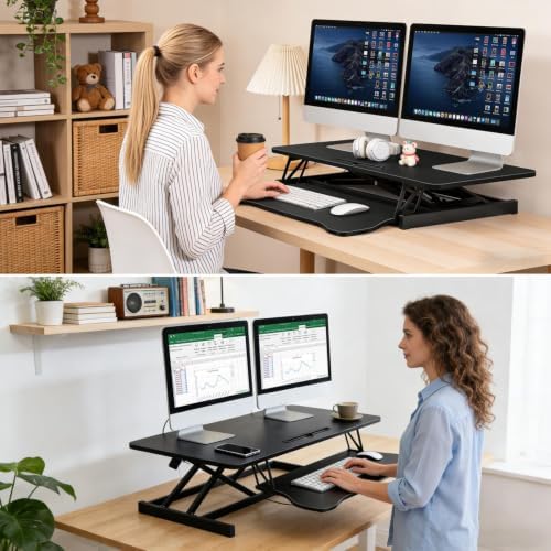 37" Height Adjustable Standing Desk Converter, Stand up Desk Riser