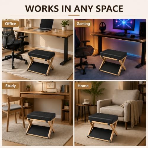 Wooden Foot Rest Under Desk for Office, Ergonomic Under Desk Footrest with Double Step & Non-Slip Surface, Foot Stool for Home, Study & Gaming – Enhances Posture, Ideal for Work