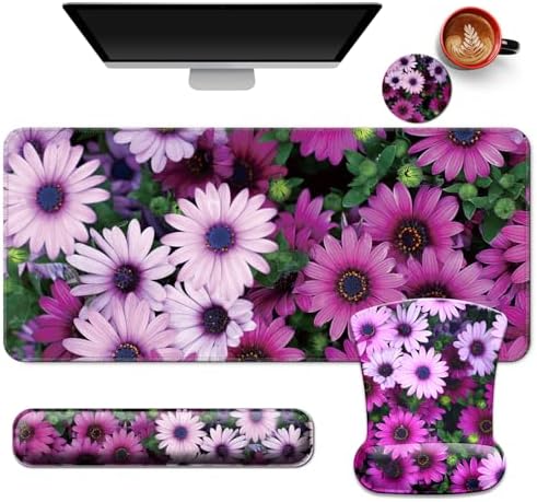 Desk Mat Set Keyboard and Mouse Pad with Wrist Rest Support