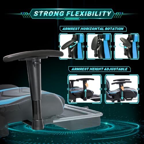 AA Products Gaming Chair Ergonomic High Back Computer Racing Chair Adjustable Office Chair with Footrest, Lumbar Support Swivel Chair - Upgraded Version BlackBlue