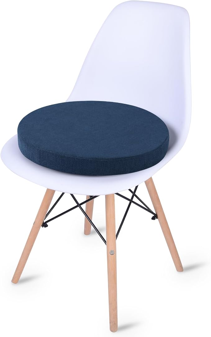 Tromlycs Round Chair Seat Cushion Pad 16 inch for Circle Bistro Chairs Non Slip Foam Cushion Navy Blue