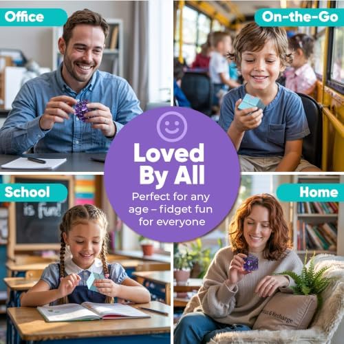 BunMo 2 Pack Infinity Fidget Cube – Pocket Fidget Toys for Kids & Adults – Quiet Folding Desk Fidget with Smooth Hinges, Durable ABS, Portable Sensory Cube
