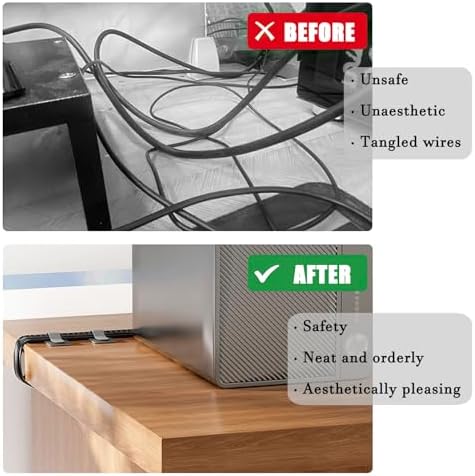 80PCS Hook and Loop Cable Straps, Cable Management Under Desk, Adhesive Cable Tie, Reusable Wire Organizer for Cords, Cord Management, Computer Accessories for Desk, Home Office Essentials, Black+Gray