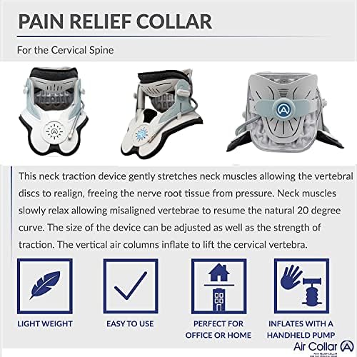 Neck Traction Device by Air Collar - Neck Stretcher - Cervical Traction Device - Neck & Shoulder Pain Relief - Stretcher Collar for Improved Spine Alignment (2nd Generation - Electric) - See Size Chart*