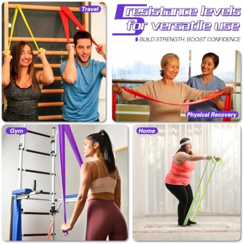 5 Pcs Resistance Bands for Working Out, Latex Free, Physical Therapy Bands, Exercise Bands Set for Stretching, Suitable for Rehab, Yoga,Pilates, Home Gym