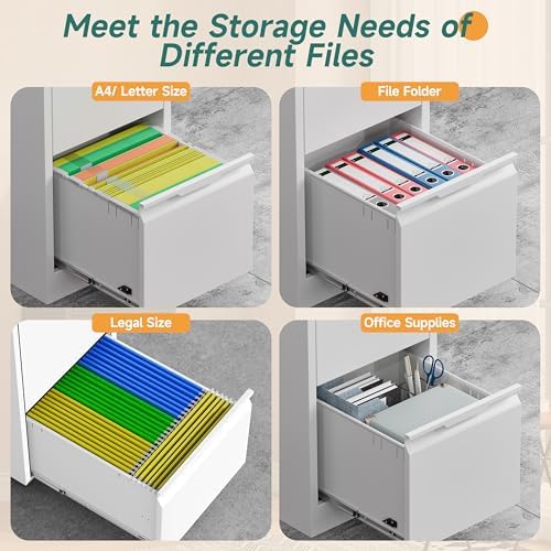 3 Drawer Metal Vertical File Cabinet with Lock for Home Office
