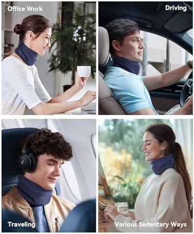 Neck Brace Cervical Collar - Neck Support Brace for Sleeping, Soft Foam Wraps Keep Vertebrae Stable and Aligned for Relief of Cervical Spine Pressure Dark Blue (12.6-15.8 Inch)