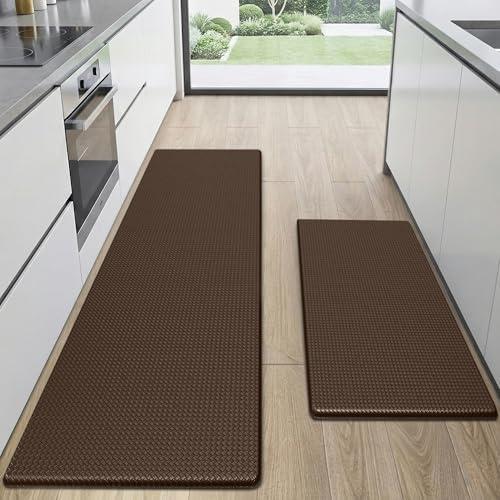 Kitchen Mats for Floor, [2PCS] Anti-Fatigue Kitchen Rugs, Brown