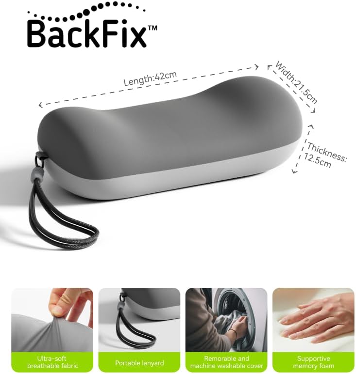 BackFix Fashion Colors Portable Lumbar Pillow. Cool Colors All Purpose Memory Foam Lumbar & Cervical Support for Lower Back and Neck Pain Relief. Silky Soft Spandex Blend Cover, Pink