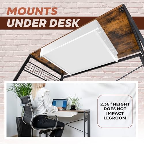 Large 23.6 Inch White Under Desk Drawer Slide Out, Great For The Office, Home And Workspace. Pencil & Undermount Pull Out Under Counter Workbench Attachable Drawer, Made Of Carbon Steel