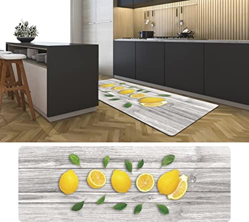 J&V TEXTILES Kitchen Mat Cushioned Anti Fatigue Floor Mat,19.6"x55", Thick Non Slip Waterproof Kitchen Rugs and Mats, Standing Mat for Kitchen,Floor,Home,Office,Desk,Sink,Laundry (Lemons)