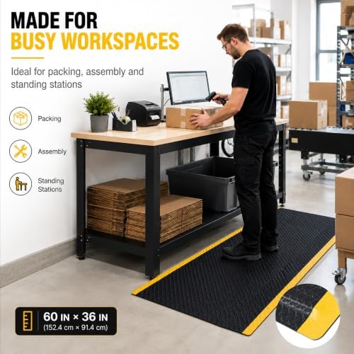 Industrial 3x5 Ft Anti-Fatigue Standing Mat - Heavy Duty Ergonomic