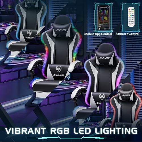Homall Ergonomic Gaming Chair, High-Back Racing Style PC Chair, White