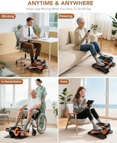 DamKee Under Desk Oval Exercise Machine Electric Oval Leg Exerciser Seen on TV 12 Speed Foot Exerciser for Seniors Portable Mini Seat Pedal Exerciser for Home Office
