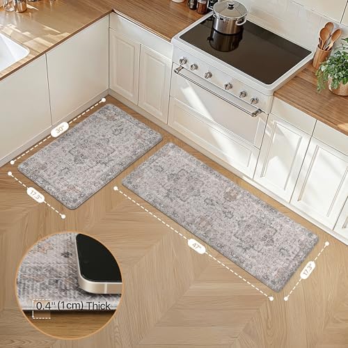 GENIMO Anti Fatigue Kitchen Mats for Floor 2PCS, Standing Rugs,Gray Taupe