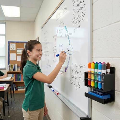 MyGift Black Acrylic 10 Slots Dry Erase Marker and Eraser Holder