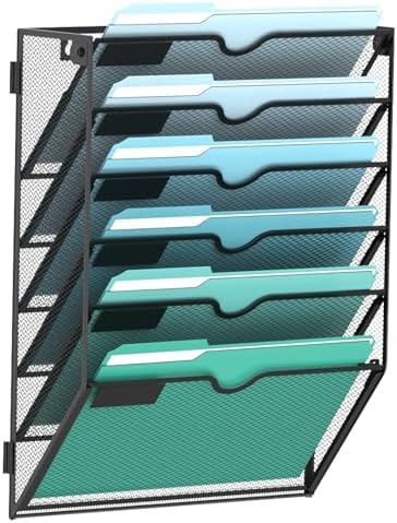 6-Tier Wall File Organizer, Hanging File Holder, Wall Mounted Mail Sorter
