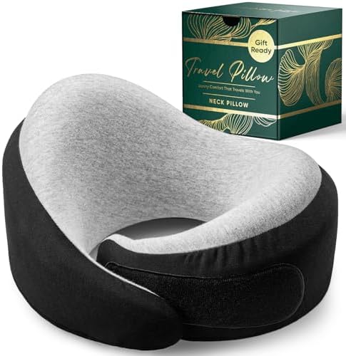 Proglobe Luxe Airplane Neck Pillow, Memory Foam, Organic Cotton, Charcoal