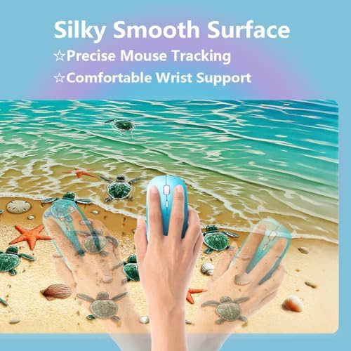 Sea Turtles on The Beach Painting Large Mouse Pad, Blue Ocean Desk Mat