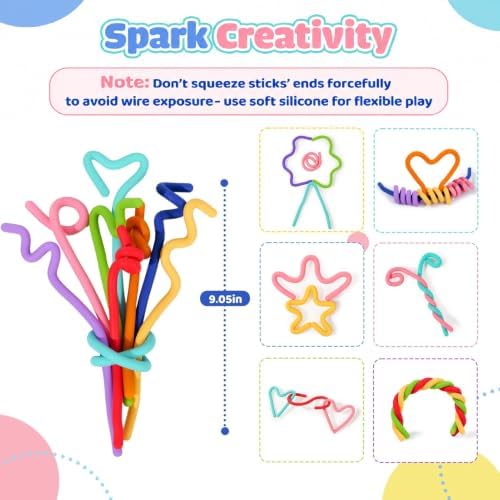 Sensory Toys Fidget Sticks for Kids: 8 Pack Creative Silicone Fidget Sticks - Quiet Desk Fidgets for Classroom Prizes - Fidget Toys for Autism ADHD Stress Relief - Calm Down Back to School Supplies