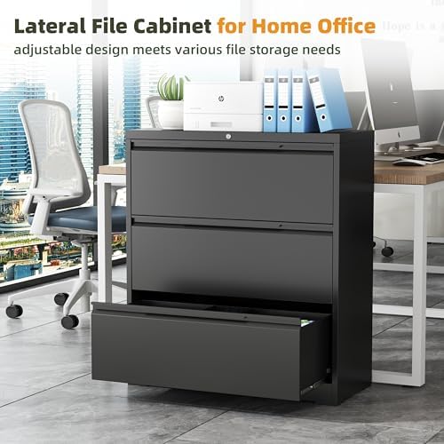 3 Drawer Metal Lateral File Cabinet with Lock for Home Office